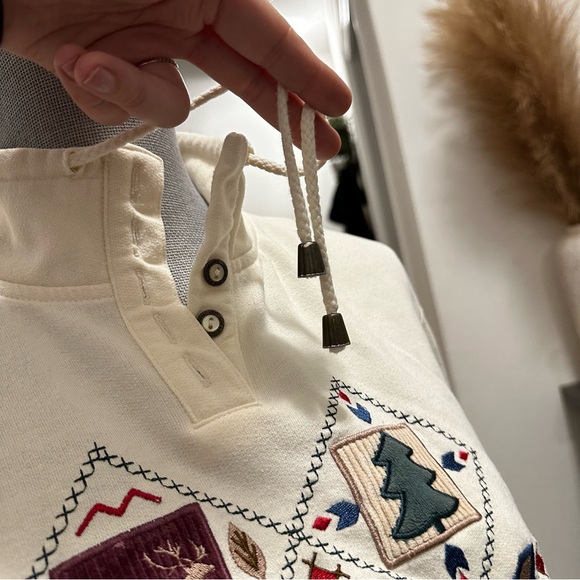 Vintage Alfred Dunner Mock Neck Embroidered Sweatshirt (Petite Small) - Picture 5 of 9